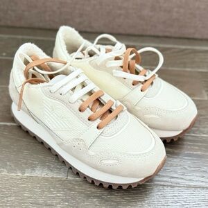 Emporio Armani Mesh Sneakers with Suede Details and Eagle Patch Size 31 New NWT
